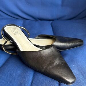 Franco Sarto Black Balon Chain Mule Leather size 8